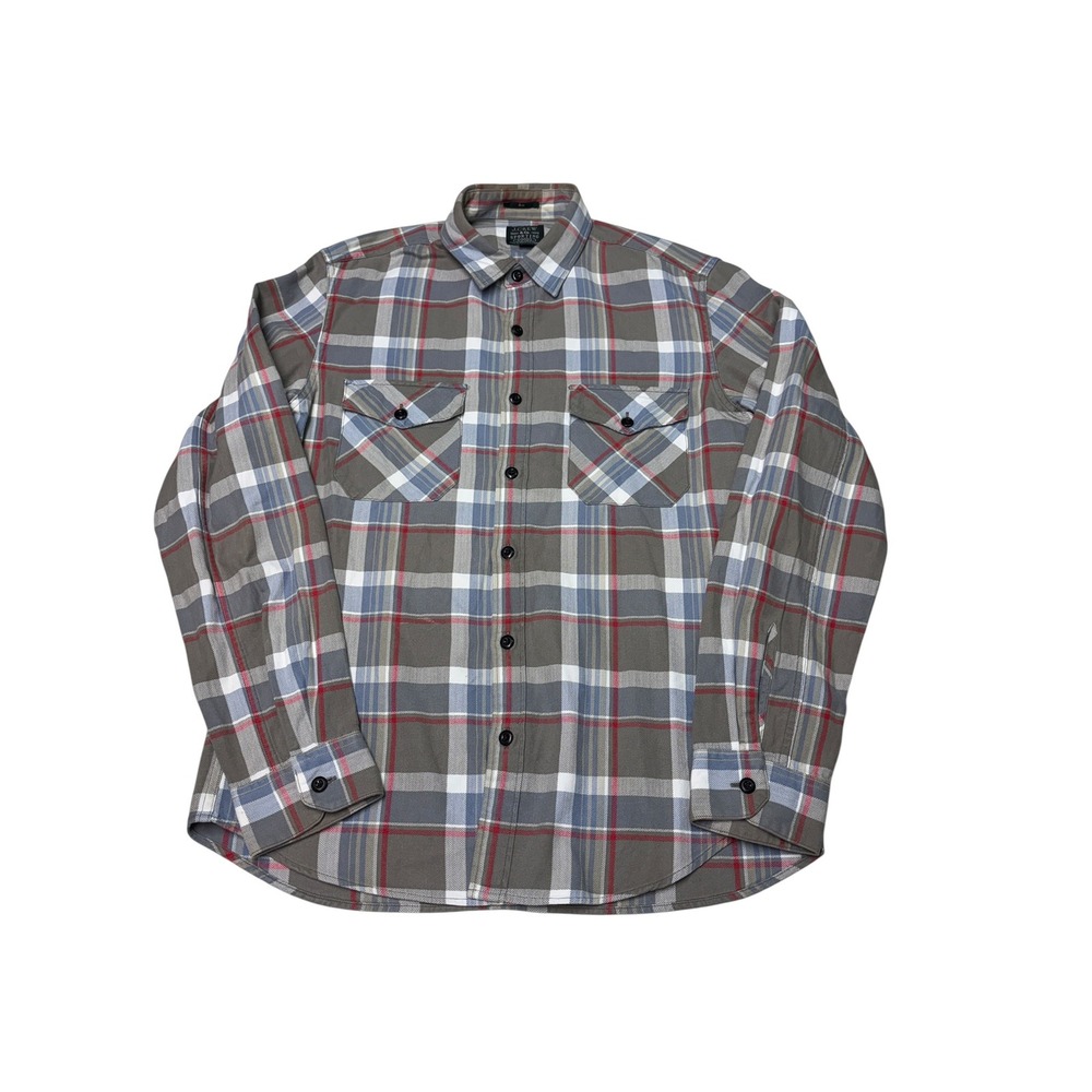 J.Crew Sporting Goods Mens Slim Fit Herringbone Plaid Button Down Shirt Grey M